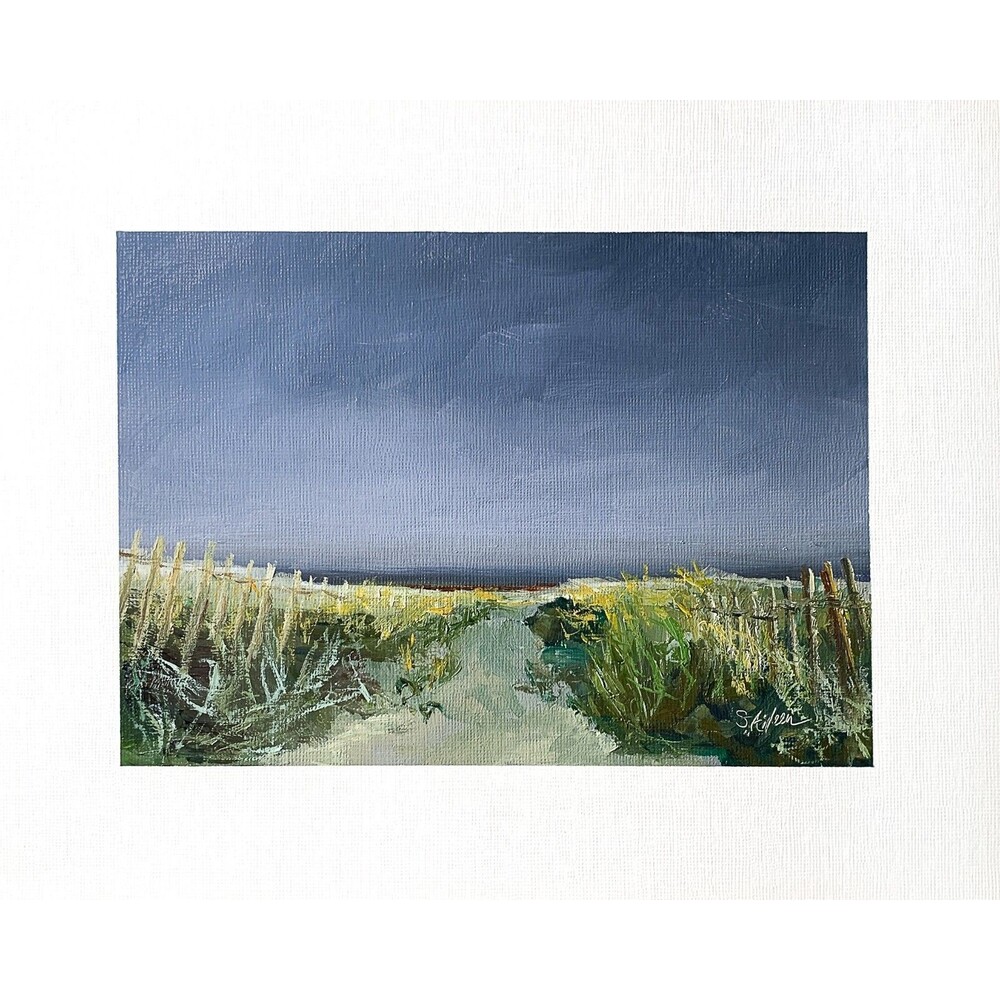 8x10 Original Oil Seascape Painting Impressionist Sandy Beach Path Coast Signed